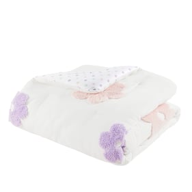 Olliix Urban Habitat Kids Gracie White Purple Twin Comforter Set with Flowe...