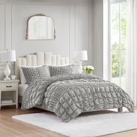 Olliix Madison Park Evelyn Grey Full Queen 3pc Comforter Set