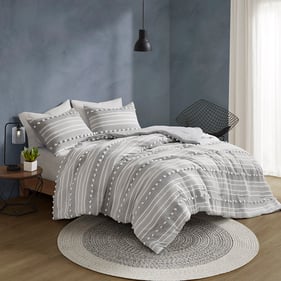 Olliix Urban Habitat Rowan Grey Full Queen Jacquard Duvet Cover Set