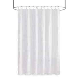 Olliix Madison Park Arlo White Super Waffle Textured Solid Shower Curtain