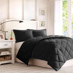 Olliix Madison Park Essentials Larkspur Black Full Queen Comforter Set