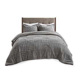 Olliix Madison Park Arctic Grey Full Queen Fur Down Alternative Comforter M...