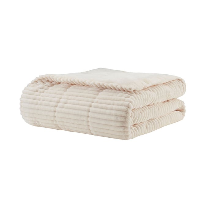 Olliix Premier Comfort Parker Ivory Oversized Plush Down Alternative Filled Throw OLIX-BASI50-0429