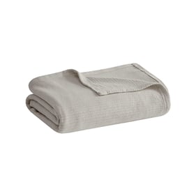 Olliix Madison Park Freshspun Basketweave Grey Full Queen Cotton Blanket