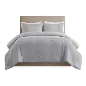 Olliix Beautyrest Miro Gray Full Queen 3pc Gauze Oversized Comforter Set