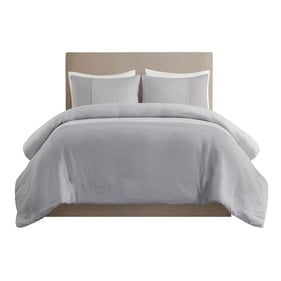 Olliix Beautyrest Miro Gray Full Queen 3pc Gauze Oversized Duvet Cover Set