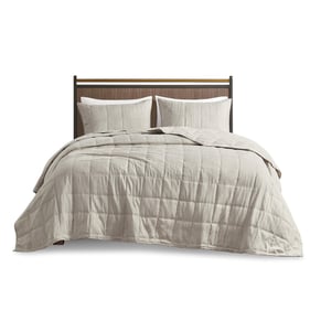 Olliix Beautyrest Guthrie Natural Full Queen 3pc Quilt Set