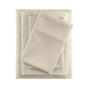 Olliix Beautyrest Ivory Cotton Sateen Wrinkle Resistant King 4pc Sheet Set