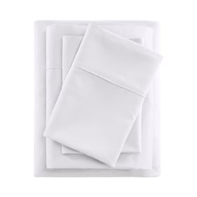 Olliix Beautyrest 600 Thread Count White Cotton Queen 4pc Sheet Set