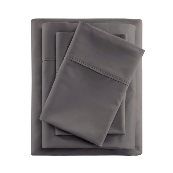 Olliix Beautyrest 600 Thread Count Charcoal Cotton King 4pc Sheet Set OLIX-BR20-1008