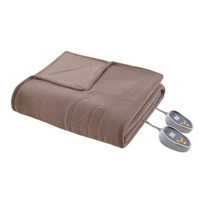 Olliix Beautyrest Electric Micro Fleece Brown Queen Heated Blanket