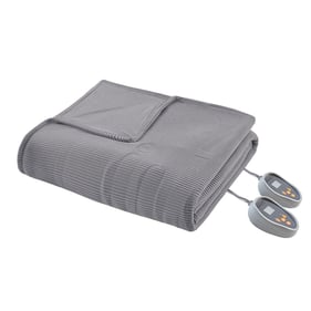 Olliix Beautyrest Electric Micro Fleece Grey Queen Heated Blanket