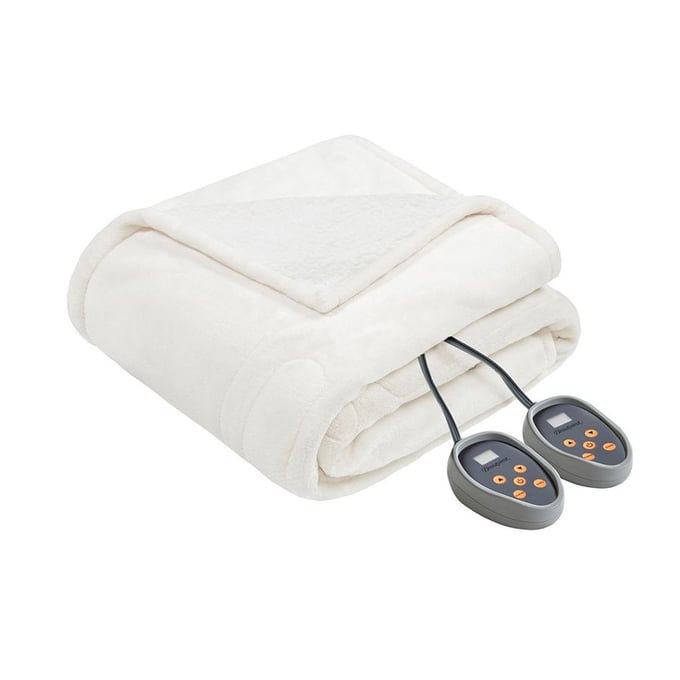 Olliix Beautyrest Heated Microlight To Berber Ivory King Blanket OLIX-BR54-0653