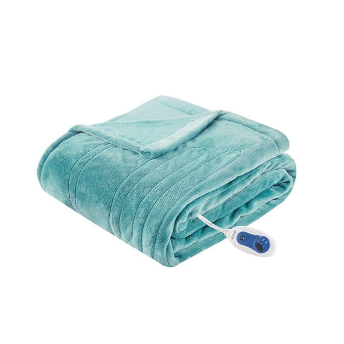 Olliix Beautyrest Heated Plush Aqua Throw OLIX-BR54-1923