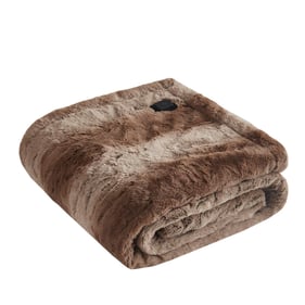 Olliix Beautyrest Zuri Tan Faux Fur Heated Wrap with Built In Controller