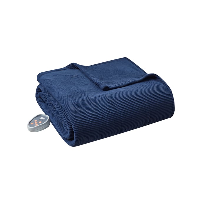 Olliix Beautyrest Electric Micro Fleece Navy Full Heated Blanket OLIX-BR54-3259