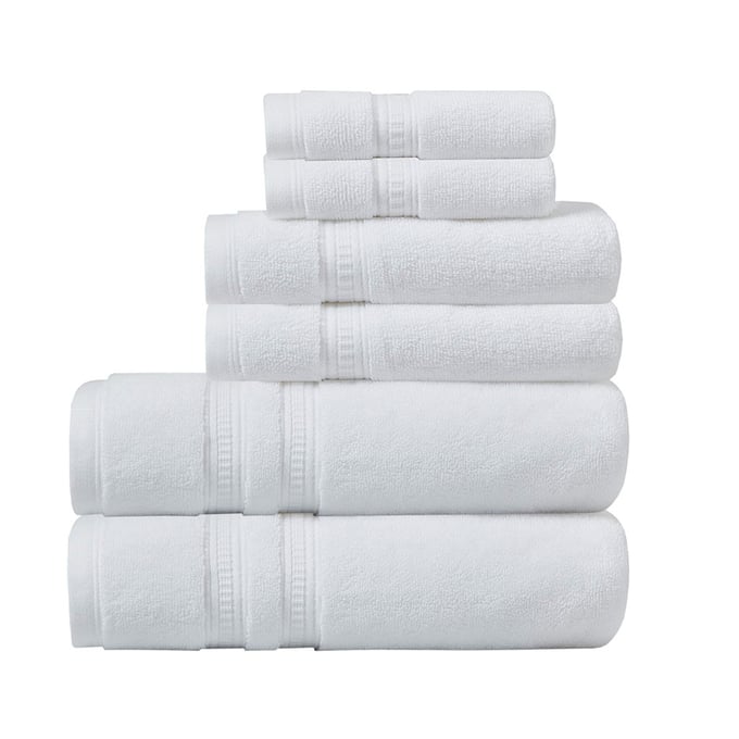 Olliix Beautyrest Plume White Cotton Feather Touch Antimicrobial Towel 6pc Set OLIX-BR73-2435