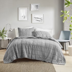 Olliix Croscill Casual Gema Gray Full Queen 3pc Coverlet Set