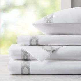 Olliix Croscill Signature Hem Grey Queen 300TC Cotton Sheet Set