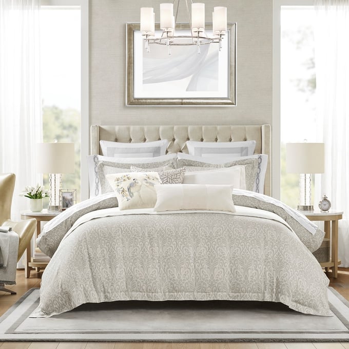 Olliix Croscill Home Bernini Gray Full Queen 3pc Duvet Set OLIX-CHM12-0007