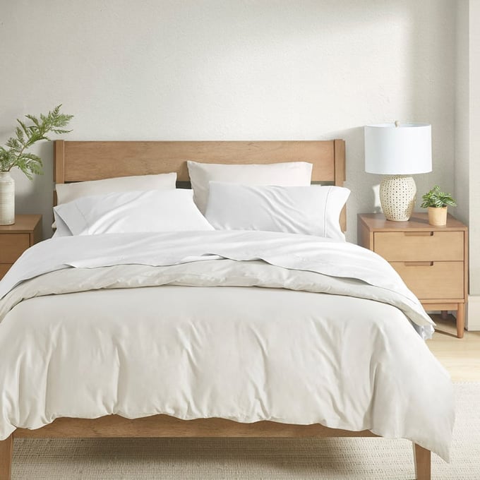 Olliix Clean Spaces 300TC BCI Cotton White Full Sheet Set OLIX-CSP20-1503