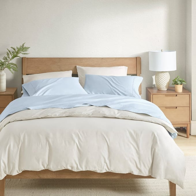 Olliix Clean Spaces 300TC BCI Cotton Blue Full Sheet Set OLIX-CSP20-1509