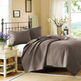 Olliix Hampton Hill Velvet Touch Taupe Queen 3pc Luxurious Oversized Quilt ...