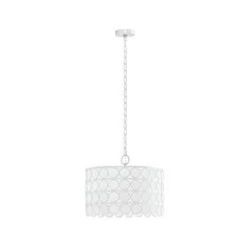 Olliix Hampton Hill Abbot White 4 Light Glass Drum Shade Chandelier