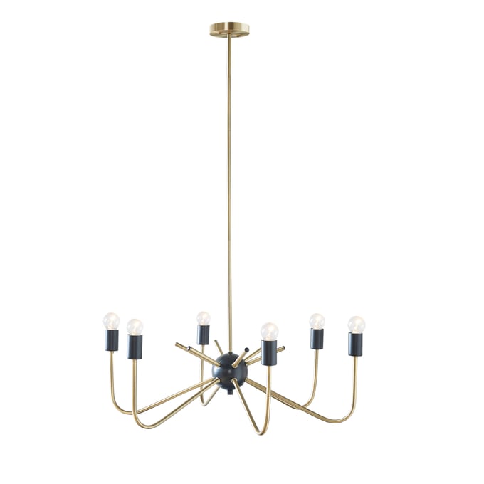 Olliix Hampton Hill Alexis Antique Brass Black 6 Light Metal Chandelier OLIX-FB150-1162