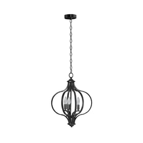 Olliix Hampton Hill Nava Black 3 Light Metal Chandelier with Adjustable Cha...