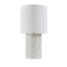 Olliix Hampton Hill Ashbourne Ivory Embossed Floral Resin Table Lamp