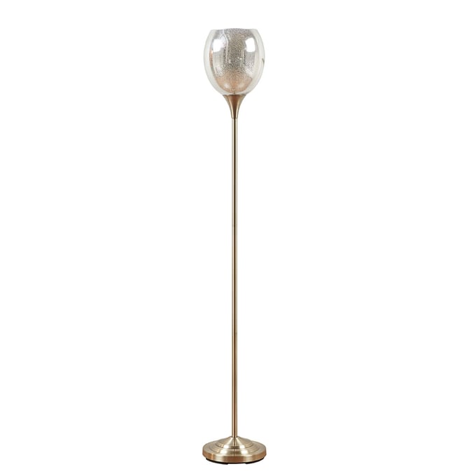 Olliix Hampton Hill Bellow Antique Brass Uplight Floor Lamp with Mercury Glass Shade OLIX-FB154-1165