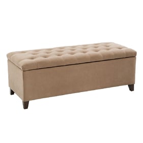 Olliix Madison Park Shandra Sand Tufted Top Storage Bench