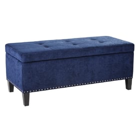 Olliix Madison Park Shandra II Blue Tufted Top Storage Bench