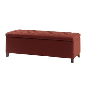 Olliix Madison Park Shandra Rust Red Tufted Top Storage Bench