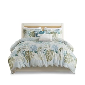 Olliix Harbor House Kiawah Island Blue Full Queen 5pc Cotton Duvet Cover Se...