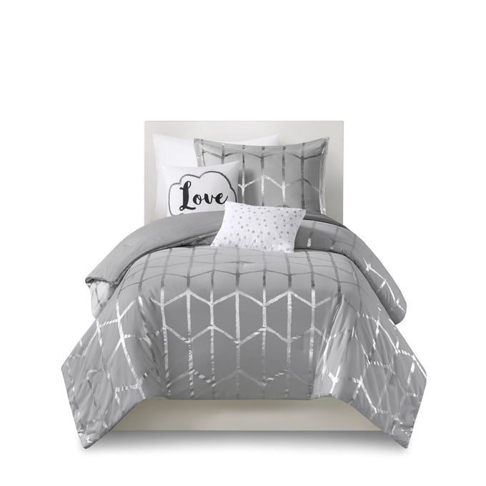 Intelligent Design Raina Comforter Set - Full/Queen - Grey/Silver