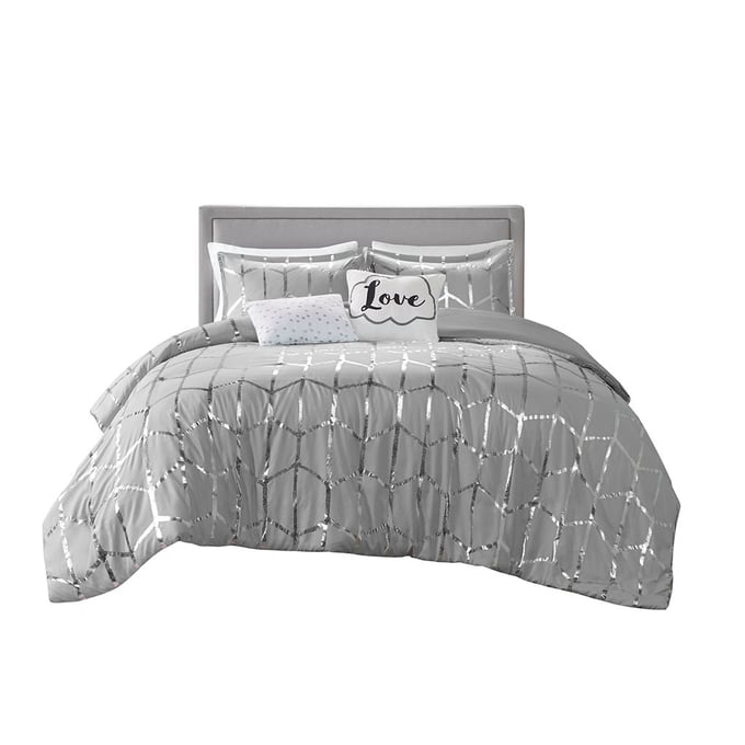 Intelligent Design Raina Comforter Set - Full/Queen - Grey/Silver