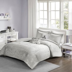 Olliix Intelligent Design Zoey Grey Silver Twin Twin XL Comforter Set