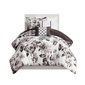 Olliix Intelligent Design Dorsey Black White Floral Print Twin Twin XL Comf...