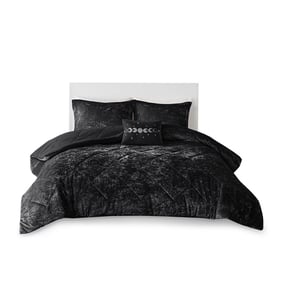 Olliix Intelligent Design Felicia Black Velvet Full Queen Comforter Set