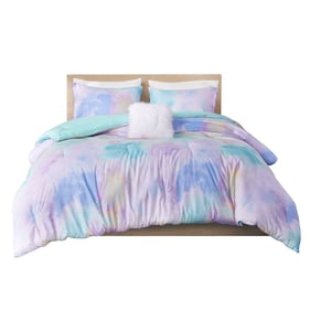 Olliix Intelligent Design Cassiopeia Aqua King Cal King Watercolor Tie Dye ...