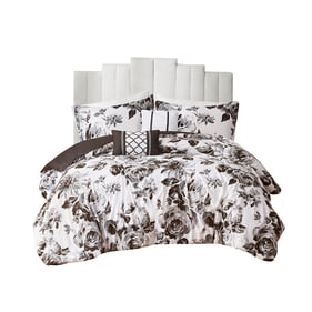 Olliix Intelligent Design Dorsey Black White Full Queen Floral Print Duvet ...