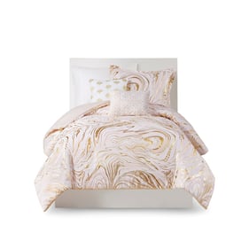 Olliix Intelligent Design Rebecca Blush Gold Twin Twin XL Duvet Cover Set