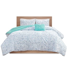 Olliix Intelligent Design Abby Aqua Blue Full Queen Duvet Cover Set