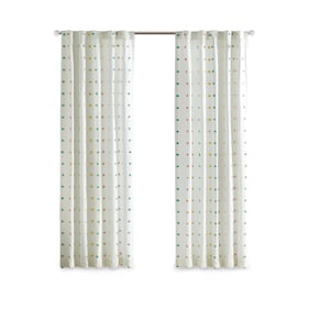 Olliix Intelligent Design Callie Cotton Jacquard Pom Curtain Panel