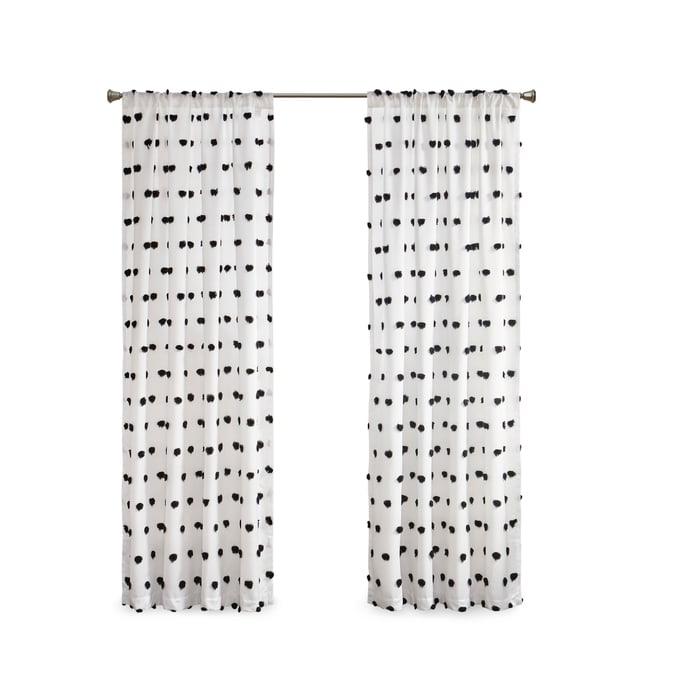 Olliix Intelligent Design Sophie Black Pom Pom Embellished Curtain Panel - 63 x 50 OLIX-ID40-1797