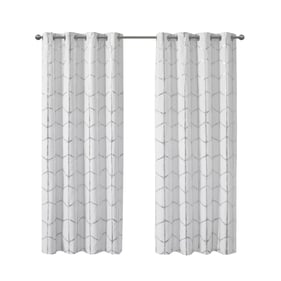 Olliix Intelligent Design Raina White Silver Blackout Grommet Top Curtain P...