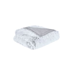 Olliix Intelligent Design Emma Grey Shaggy Faux Fur Throw