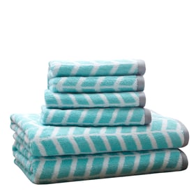 Olliix Intelligent Design Nadia Aqua Cotton Jacquard 6pc Bath Towel Set